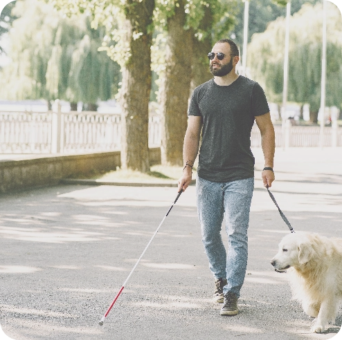 Man with guide dog